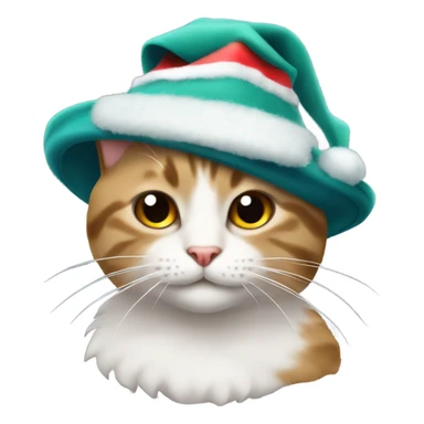 Gato hermoso con un gorro de navidad sticker