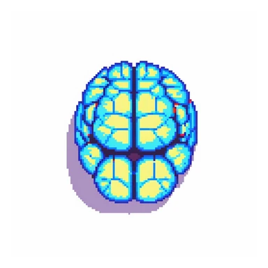 round superhuman brain icon, glowing brain with enhanced intelligence sticker
