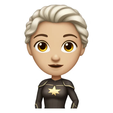 white woman with dark brown hair and brown eyes as super hero sticker