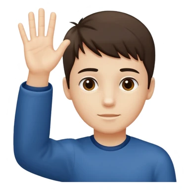 Boy his hand up on the right hand there is number 6 and the left hand number 7 sticker