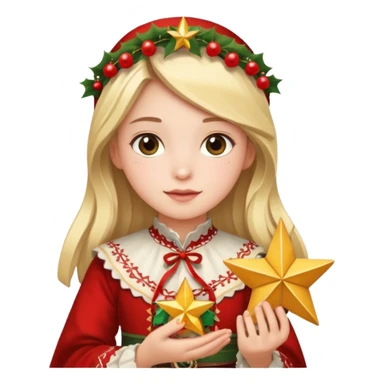 Девочка на празднике в народном костюме и калядной звездой sticker