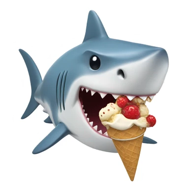 Shark with a top hat eating ice cream sticker