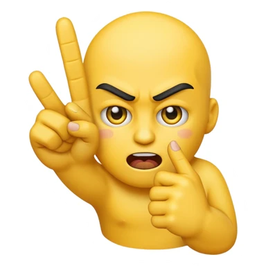 A emoji like 😂 with a middle finger and a hand pointing at us sticker