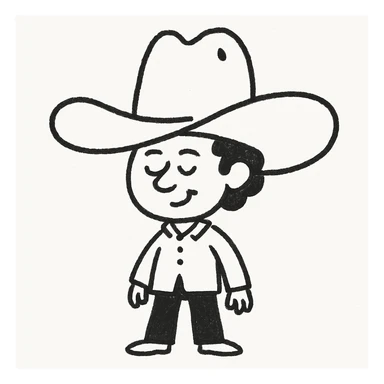 Make the cowboy hat even bigger on John Cena in the style of hand drawn notion doodles, keep the doodle style look. sticker