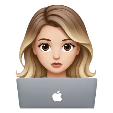  balayage hair white girl with macbook sticker