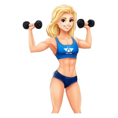 jewish blonde fitness girl at gym standing with israel flag sticker