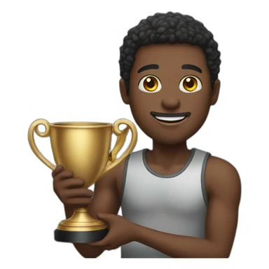 black man holding trophy sticker