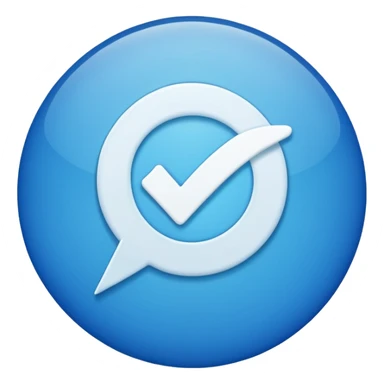 Un circulo celeste con una palomita blanca dentro un check sticker