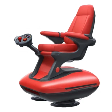 Sleek red hoverchair of the future with a joystick for steering sticker
