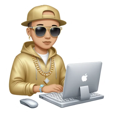 hip hop programmer with bling, sunglasses and computer sticker