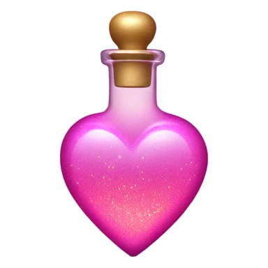 Pink ombre heart shaped potion bottle with liquid and glitter sticker
