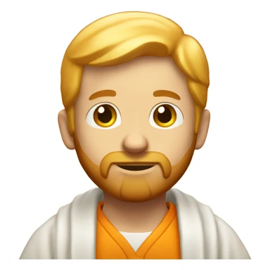 man with orange beard, short blond hair as he praying, with a holy shine behind him sticker