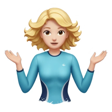 woman standing in the ocean with visible waves around her, medium shot showing upper body and surrounding water, waves clearly rising and splashing, dynamic sea motion, confident expression, 3D cartoon style, mobile game icon style, clean composition, no text, no watermark
  sticker