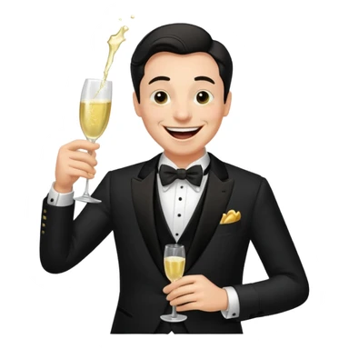 Old money man laughing with champagne glass spilling sticker