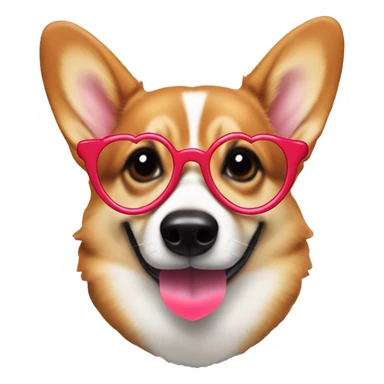 Corgi with heart shaped glasses, eating a watermelon. sticker