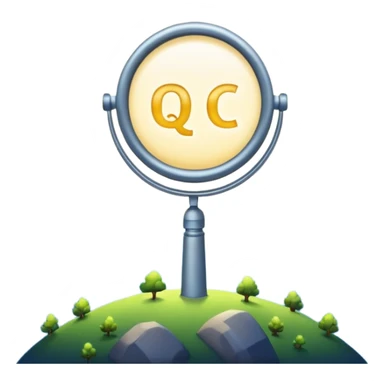 A spotlight shining “QC” in the night sky sticker