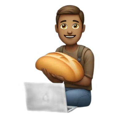 man with bread and MacBook  sticker