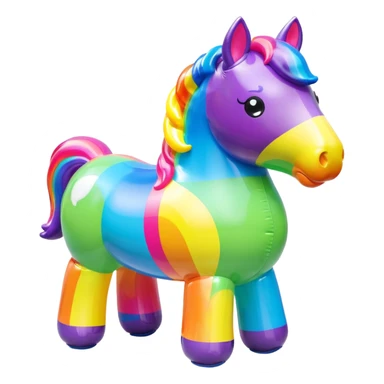  Lisa Frank style inflatable vinyli chubby horse toy figurine  sticker