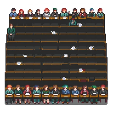 student audience listening to a lecture sticker