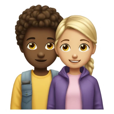 girl with her little brother  sticker