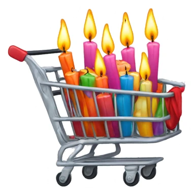 Sad abandoned shopping cart with candles tshirts, decorations sticker