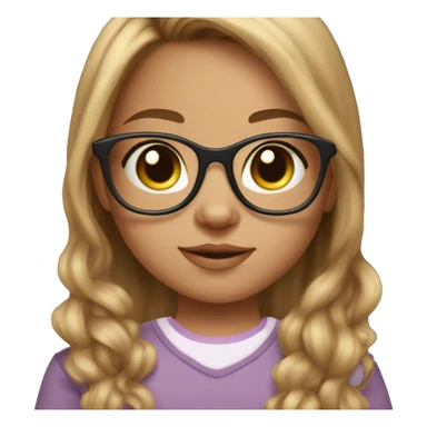 girl with brown hair blonde highlights and cat eye glasses with baby girl sticker