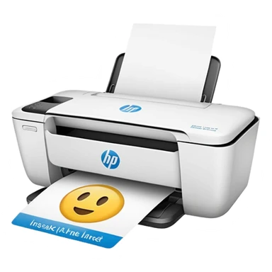HP DeskJet 4175e printer with an Instant Ink logo, emoji style sticker