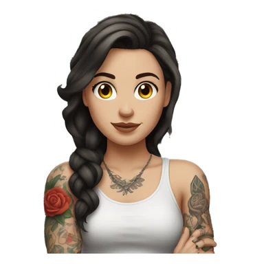 A brunette white girl with tattoos on her arms sticker