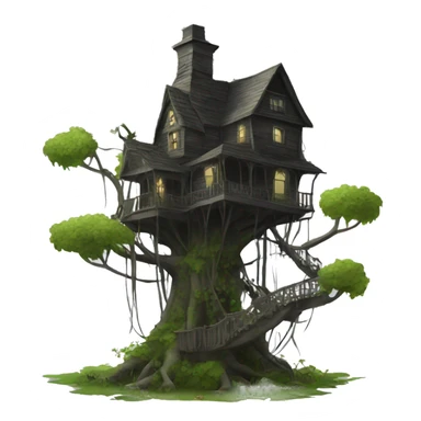 Fantastic haunted Addams treehouse hotel overgrown  sticker