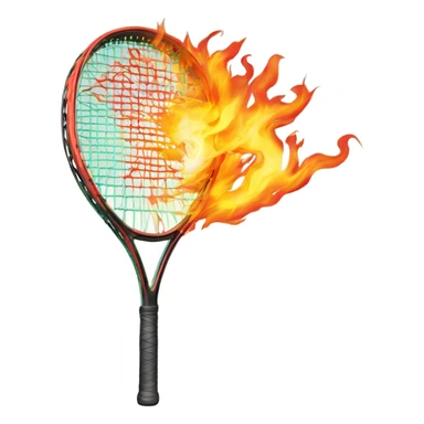 Tennis racquet with fire coming out of the back sticker