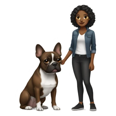 Brown woman with a black French bulldog sticker