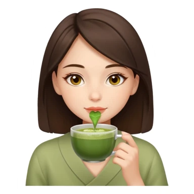 beautiful brunette , with light brown eyes (let's call her kami), sipping matcha sticker