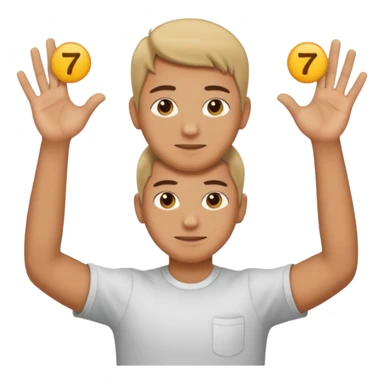 Someone holding up six and seven in their hand sticker