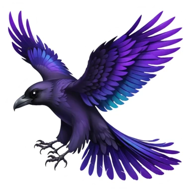 Black  and purple realistic Raven wings sticker