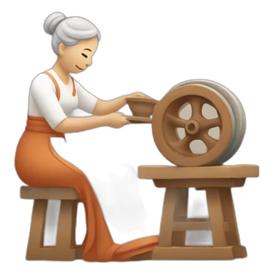 pottery wheel in front of a lady sticker