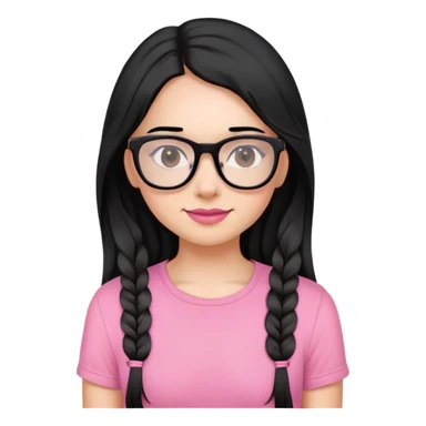 Make two girls. The first one with black glasses and long, straight, black hair, also with braces. She wears a pink top.The second one has long and brown hair, with a little wavy, and has some volume. She does’nt wear glasses. She wears a black top sticker