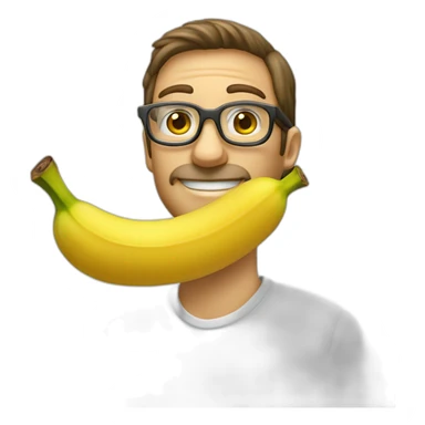 Uomo pelato con occhiali e pizzetto lancia una banana sticker