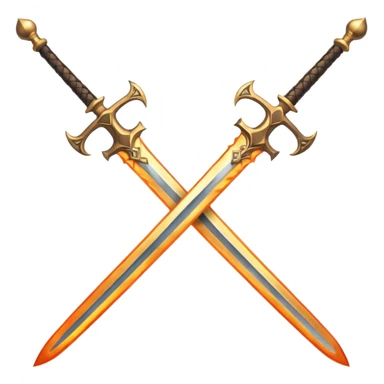 Two powerful on fire fully golden fiery royal crossed swords sticker