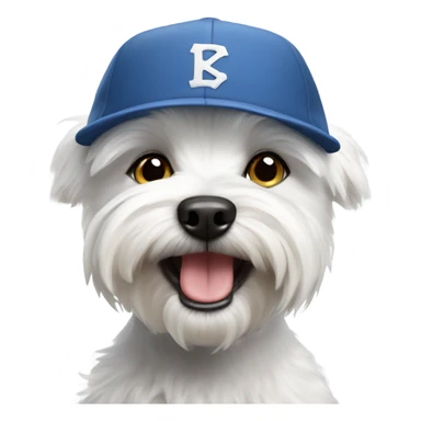 Westie wearing a baseball cap sticker