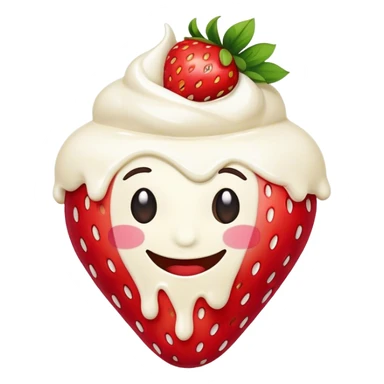 strawberry smirking covered in cream sticker