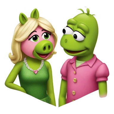 Kermit and Ms Piggy in a heart sticker