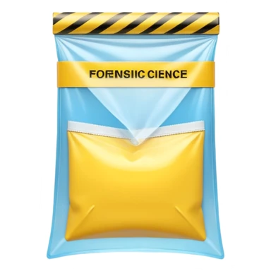 3D render of Yellow Tape inside a clear plastic evidence bag, sterile lighting, forensic crime scene aesthetic, plastic reflection. sticker