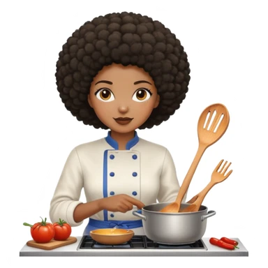 Black women with Afro short hair cooking sticker