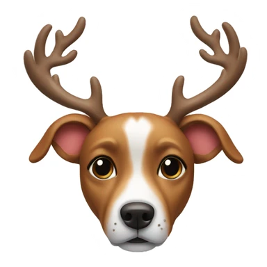 dog with reindeer antlers sticker