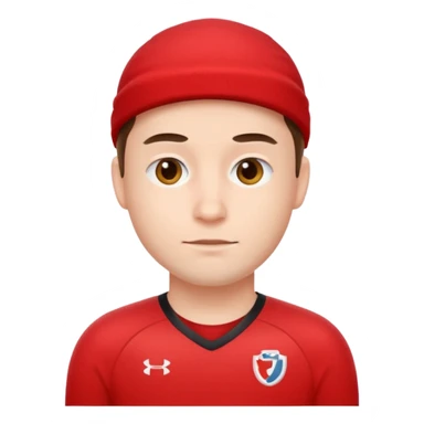 Man wearing a extra small red jersey sticker