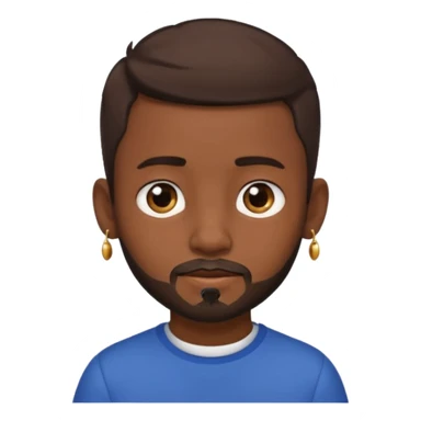 dark-skinned boy, short brown hair, with a little beard and an earring in his ear sticker