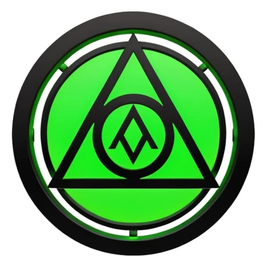 Emoji, dark futuristic occult sigil, symmetrical geometric shape, black metal, gothic cyber aesthetic, minimal flat design, sharp edges, centered, transparent background sticker