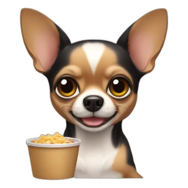 chihuahua negro comiendo sticker