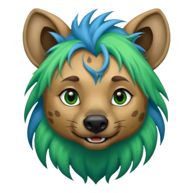 hyena withlongblue and green hair sticker