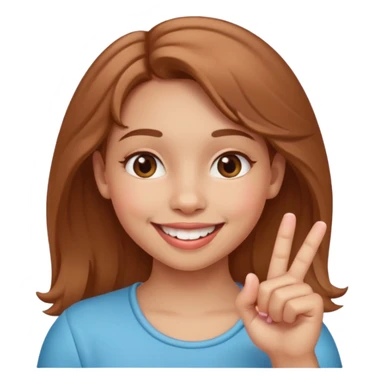 Emoji de una chica con el dedo sobre una esquina de los dientes sonriendo de forma coqueta   sticker